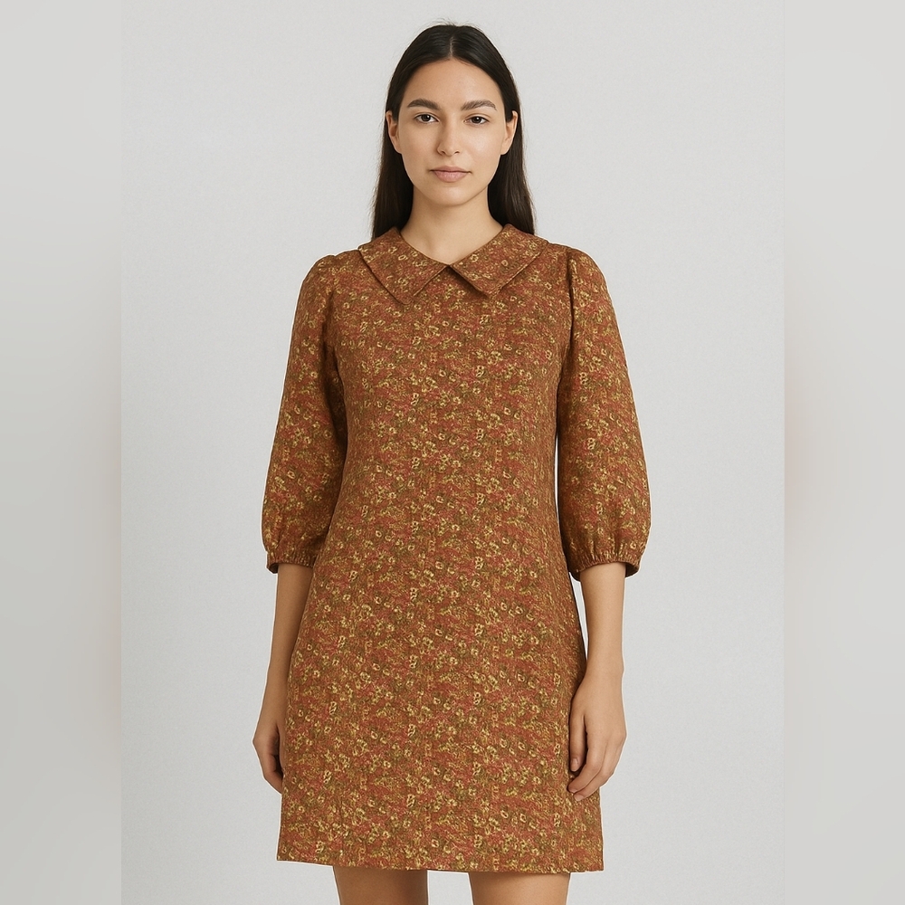 Vintage-Inspired Floral Long Sleeve Dress